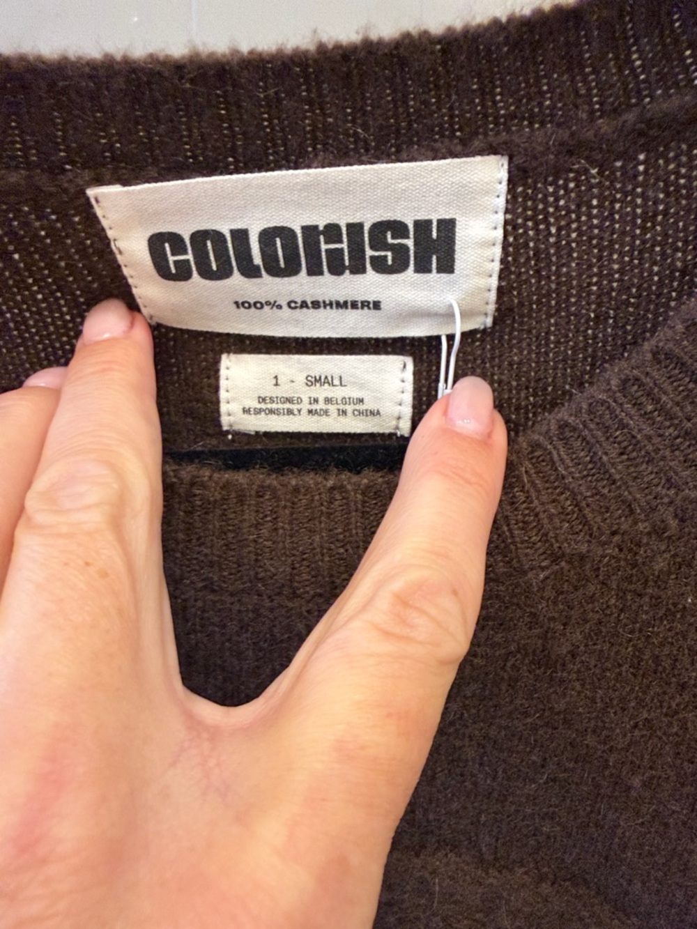Womens Brown Textured Crewneck Sweater by Colorush Size S 100% cashmere NWOT - Picture 2 of 4